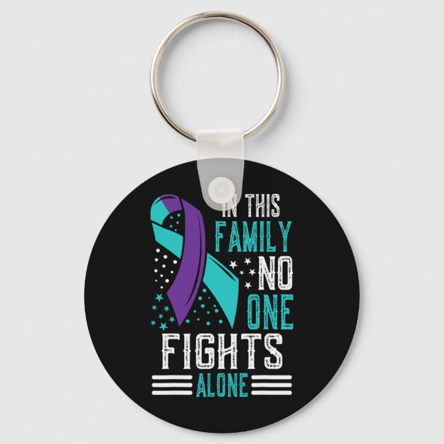Suicide Prevention Awareness Teal And Purple Ribbo Keychain (Front)