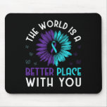 Suicide Prevention Awareness Teal And Purple Ribbo Mouse Pad