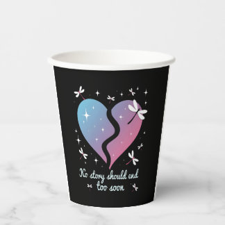 Suicide Prevention Awareness Teal Purple Heart Dra Paper Cups