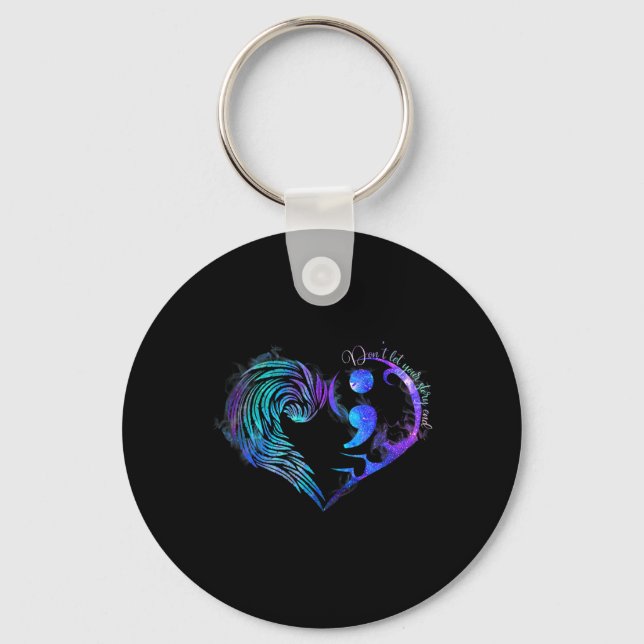 Suicide Prevention Awareness Teal Purple Heart You Keychain (Front)