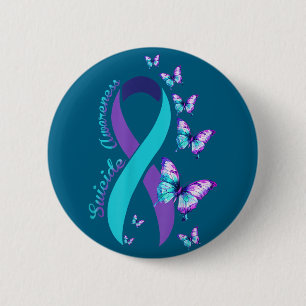 Suicide Prevention Awareness Teal Purple Ribbon Bu Button