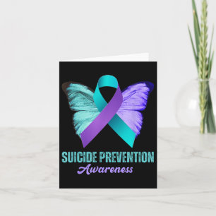 Suicide Prevention Awareness Teal Purple Ribbon Bu Card