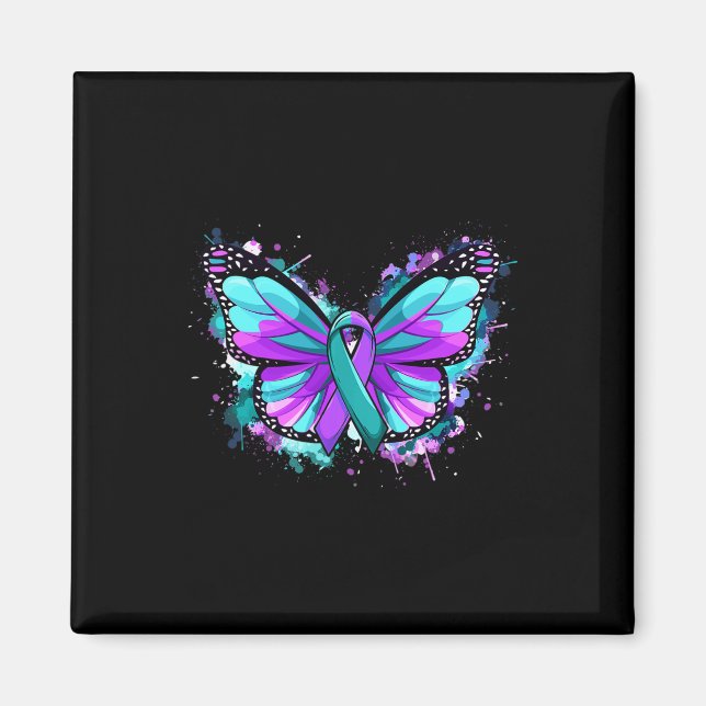 Suicide Prevention Awareness Teal Purple Ribbon Bu Magnet (Front)