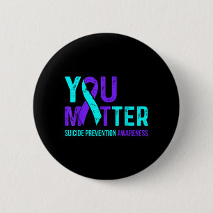 Suicide Prevention Awareness Teal Purple Ribbon Button