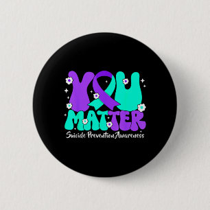 Suicide Prevention Awareness Teal Purple Ribbon Button