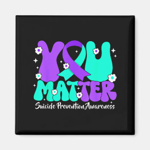 Suicide Prevention Awareness Teal Purple Ribbon Magnet