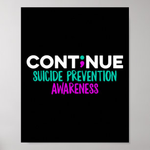 Suicide Prevention Awareness Teal Purple Ribbon Se Poster