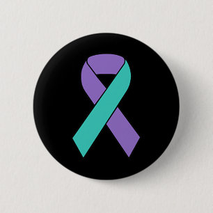 Suicide Prevention Awareness Teal Purple Ribbon Wo Button