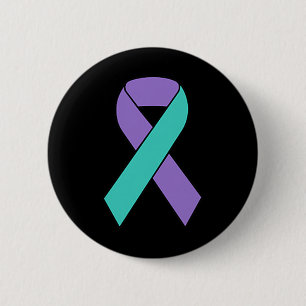 Suicide Prevention Awareness Teal Purple Ribbon Wo Button