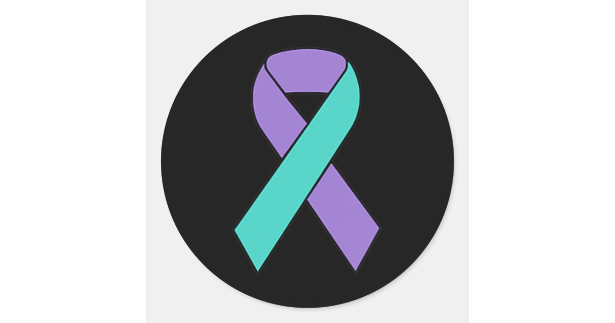 Suicide Prevention Awareness Teal Purple Ribbon Wo Classic Round ...