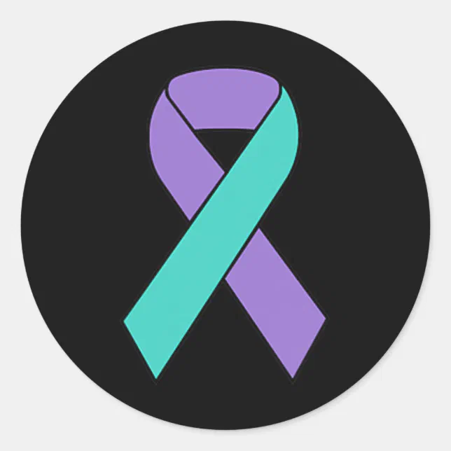 Suicide Prevention Awareness Teal Purple Ribbon Wo Classic Round ...