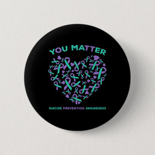 Suicide Prevention Awareness Teal Purple Ribbon Yo Button