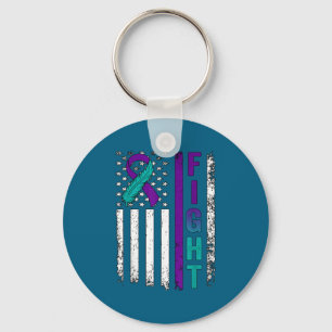 Suicide Prevention Awareness Usa American Flag Rib Keychain
