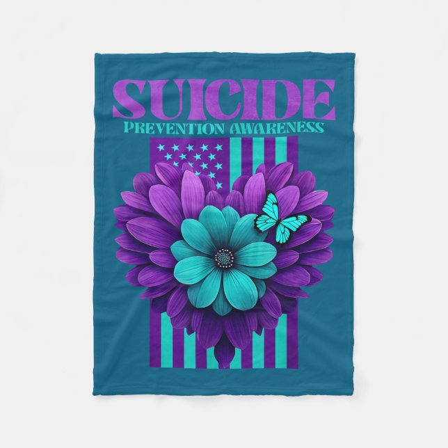 Suicide Prevention Awareness Usa Flag  Fleece Blanket (Front)