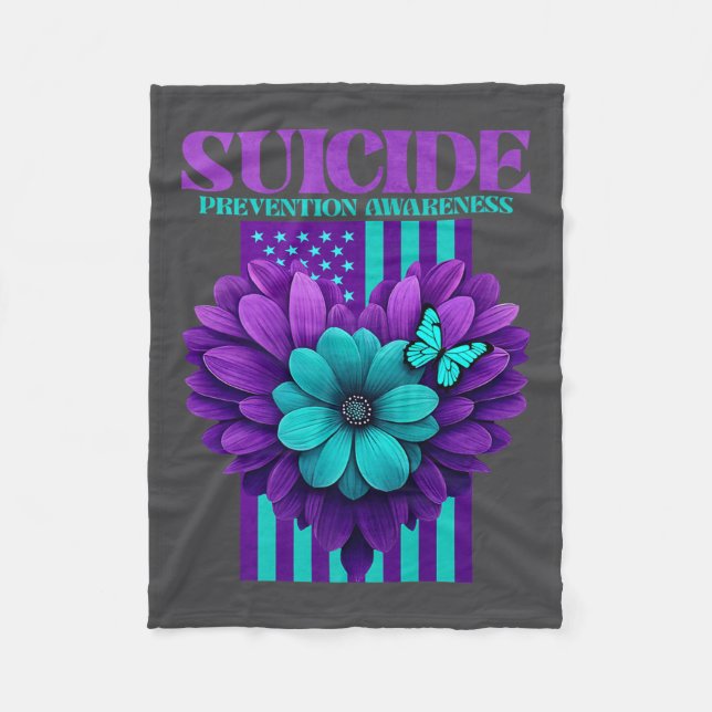 Suicide Prevention Awareness Usa Flag Premium  Fleece Blanket (Front)
