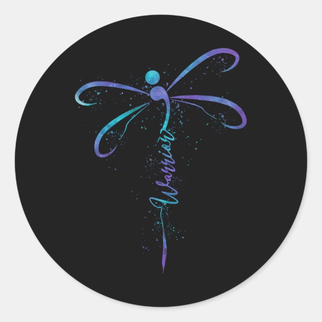 Suicide Prevention Awareness Warrior Dragonfly Sem Classic Round Sticker (Front)