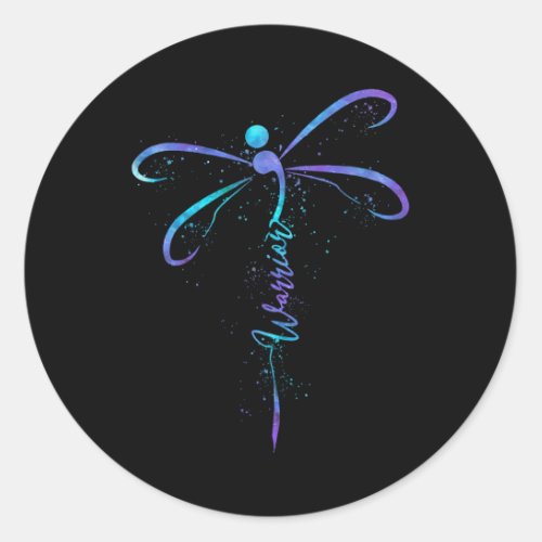 Suicide Prevention Awareness Warrior Dragonfly Sem Classic Round Sticker