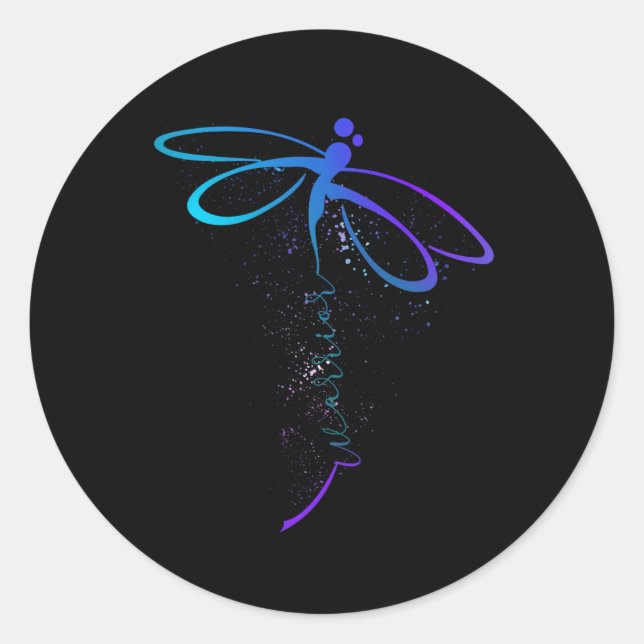 Suicide Prevention Awareness Warrior Dragonfly Sem Classic Round Sticker (Front)