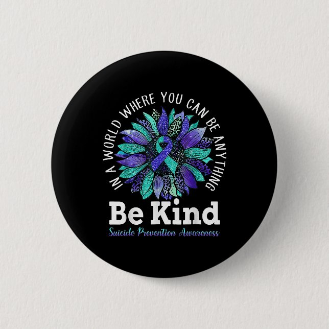 Suicide Prevention Awareness Week Be Kind Leopard  Button (Front)