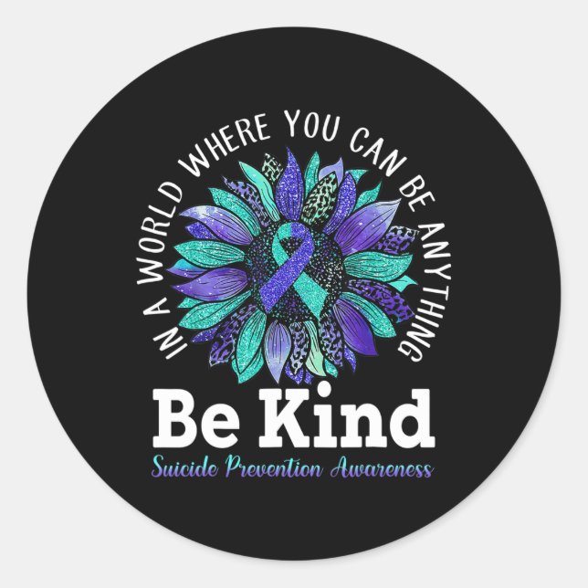 Suicide Prevention Awareness Week Be Kind Leopard  Classic Round Sticker (Front)