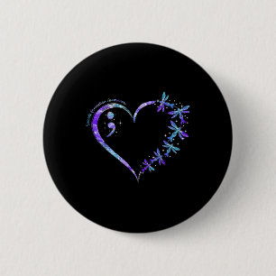 Suicide Prevention Awareness Week Heart Semicolon  Button