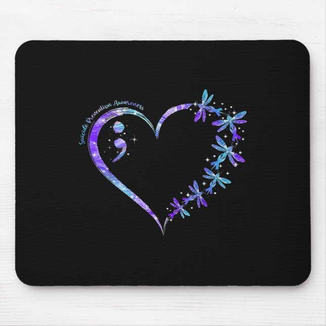 Suicide Prevention Awareness Week Heart Semicolon  Mouse Pad (Front)