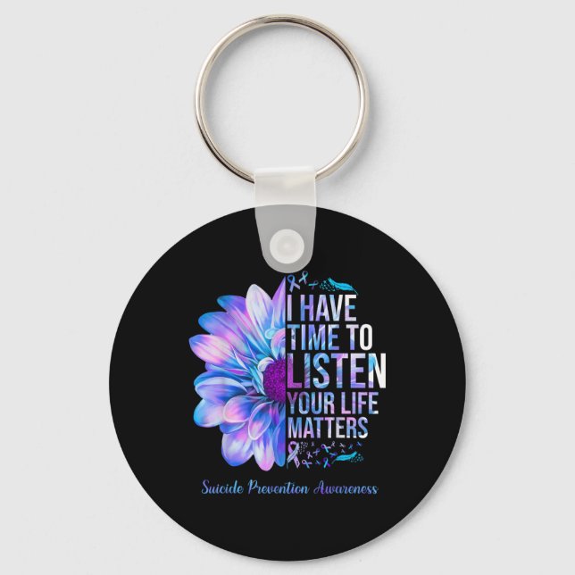Suicide Prevention Awareness Week I Have Time To L Keychain (Front)