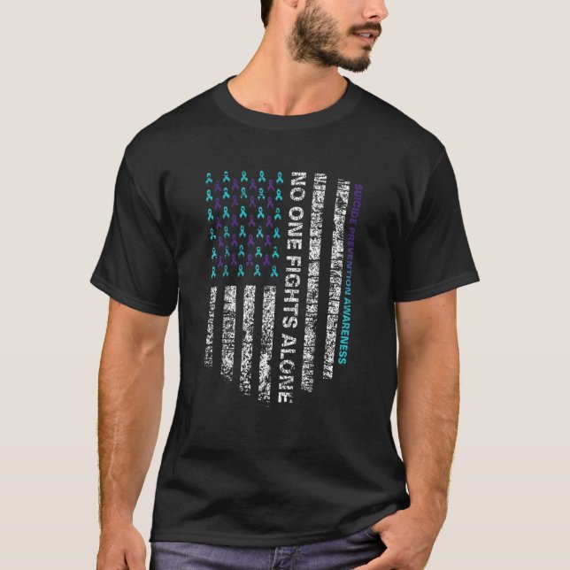 Suicide Prevention Awareness Week  Ribbon American T-Shirt (Front)