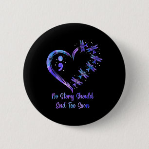 Suicide Prevention Awareness Week Semicolon Dragon Button