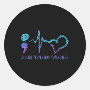 Suicide Prevention Awareness Week Shirt Heartbeat Classic Round Sticker