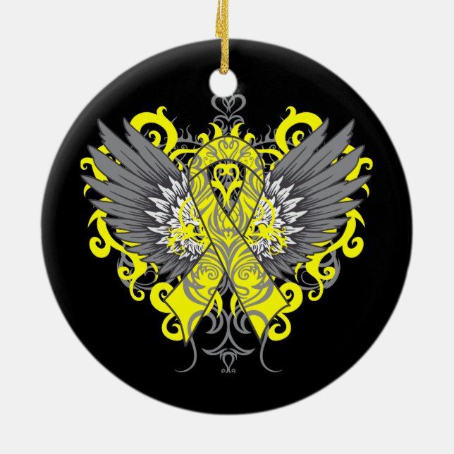 Suicide Prevention Awareness Wings Ceramic Ornament (Back)