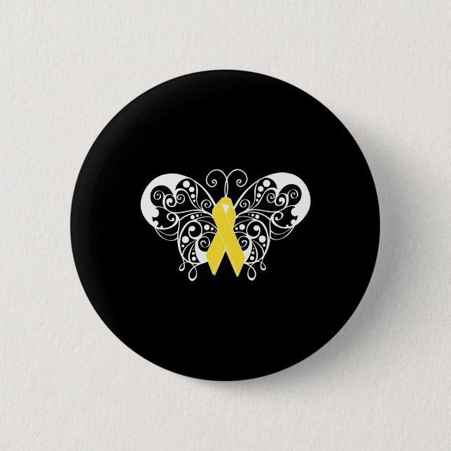 Suicide Prevention Awareness  Yellow Ribbon Butter Button (Front)