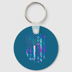 Suicide Prevention Awareness You American Flag Keychain