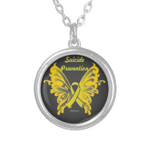 Suicide Prevention Butterfly Ribbon Necklace