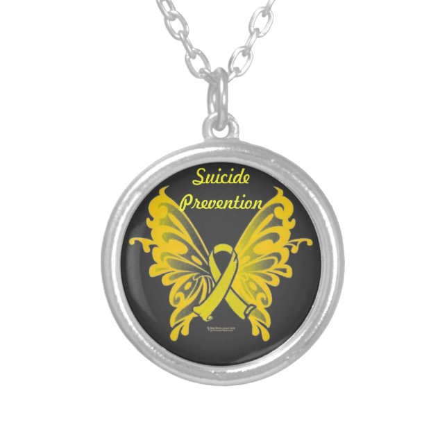 Suicide Prevention Butterfly Ribbon Necklace (Front)