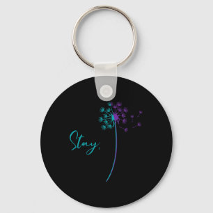 Suicide Prevention Dandelion Teal And Purple Stay Keychain