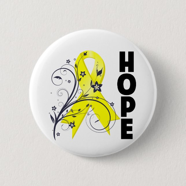 Suicide Prevention Floral Hope Ribbon Pinback Button (Front)