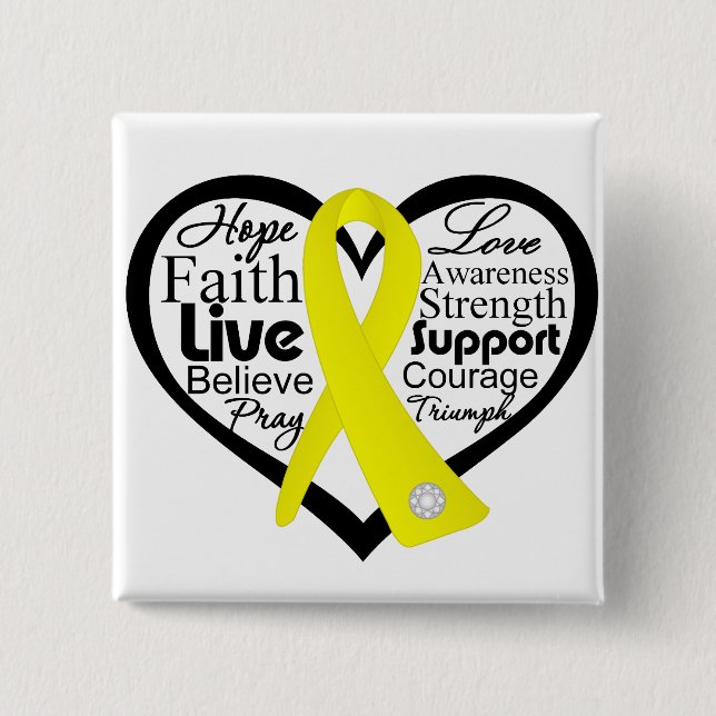 Suicide Prevention Heart Ribbon Collage Button (Front)