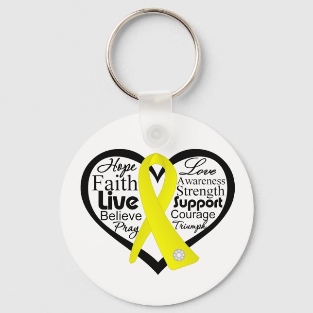 Suicide Prevention Heart Ribbon Collage Keychain (Front)