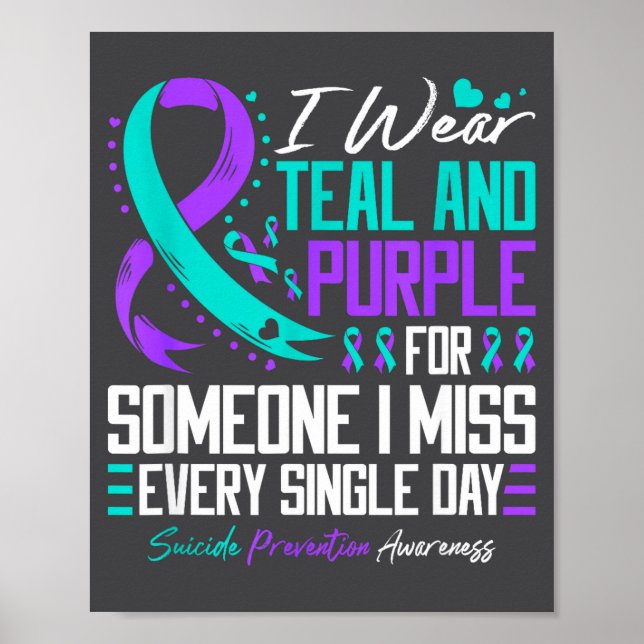 Suicide Prevention I Wear Teal And Purple Mental H Poster (Front)