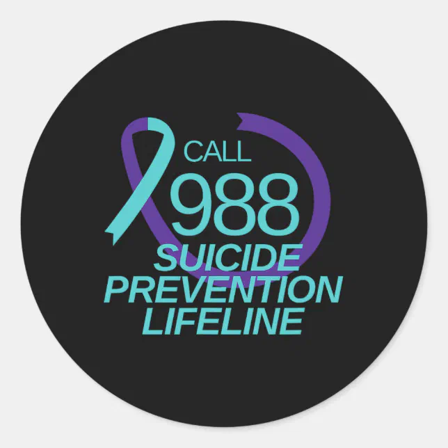 Suicide Prevention Lifeline Call 988 Classic Round Sticker | Zazzle