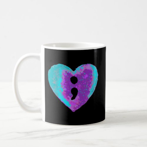 Suicide Prevention Semi Colon Purple Teal Coffee Mug