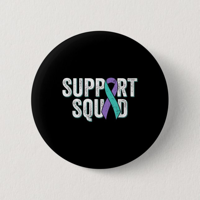 Suicide Prevention Support Squad - Teal Purple Awa Button (Front)