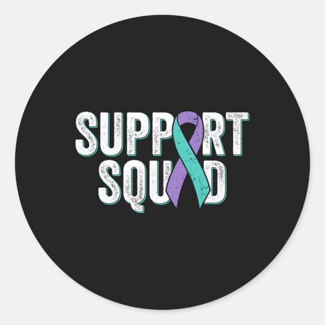 Suicide Prevention Support Squad - Teal Purple Awa Classic Round Sticker (Front)