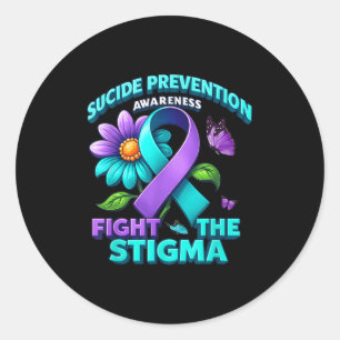 Suicide Prevention Suprt Fight Stigma Suicide Awar Classic Round Sticker