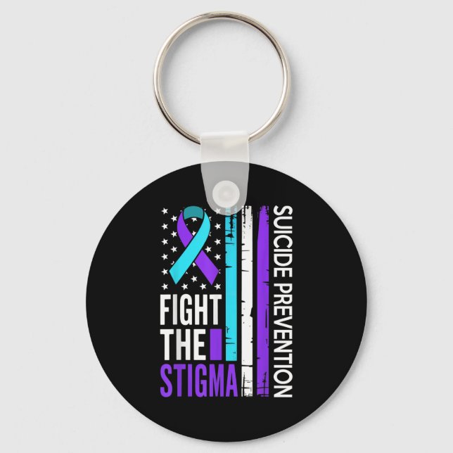 Suicide Prevention Suprt Fight The Stigma Vintage  Keychain (Front)