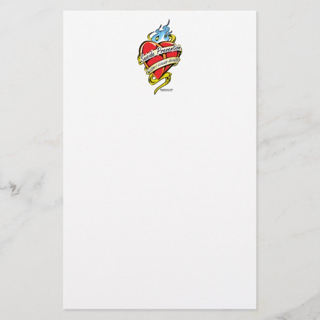 Suicide Prevention Tattoo Heart Stationery (Front)