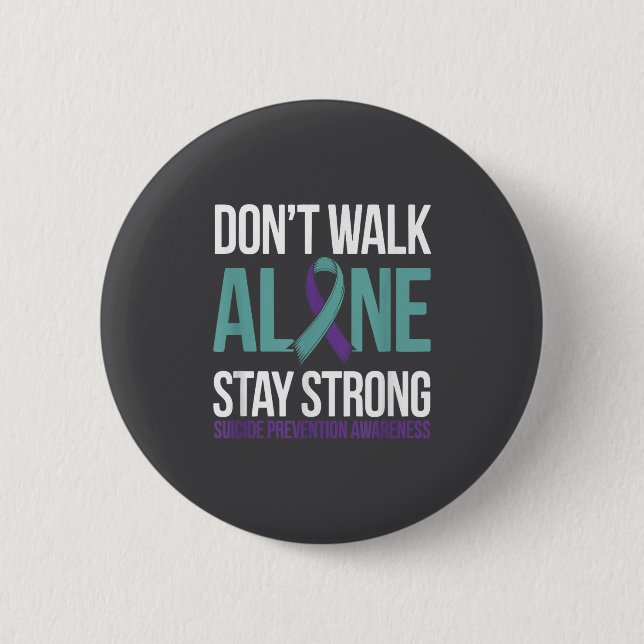 Suicide Prevention Teal Purple Ribbon Suprt  Button (Front)