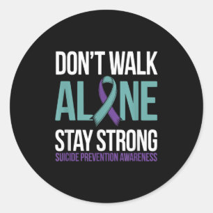 Suicide Prevention Teal Purple Ribbon Suprt  Classic Round Sticker