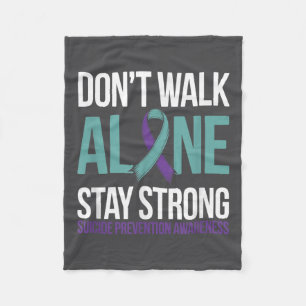 Suicide Prevention Teal Purple Ribbon Suprt Fleece Blanket